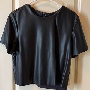 Steve Madden Black Faux Leather Top